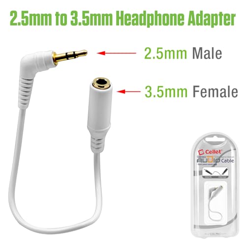 Cellet 2.5mm Male to 3.5mm Female Audio Adapter Cable, 5-Inch Gold-Plated TRRS Connector – Right Angle Plug for Mobile Credit Card Readers, Headsets & Devices with Bulky Cases - Image 2