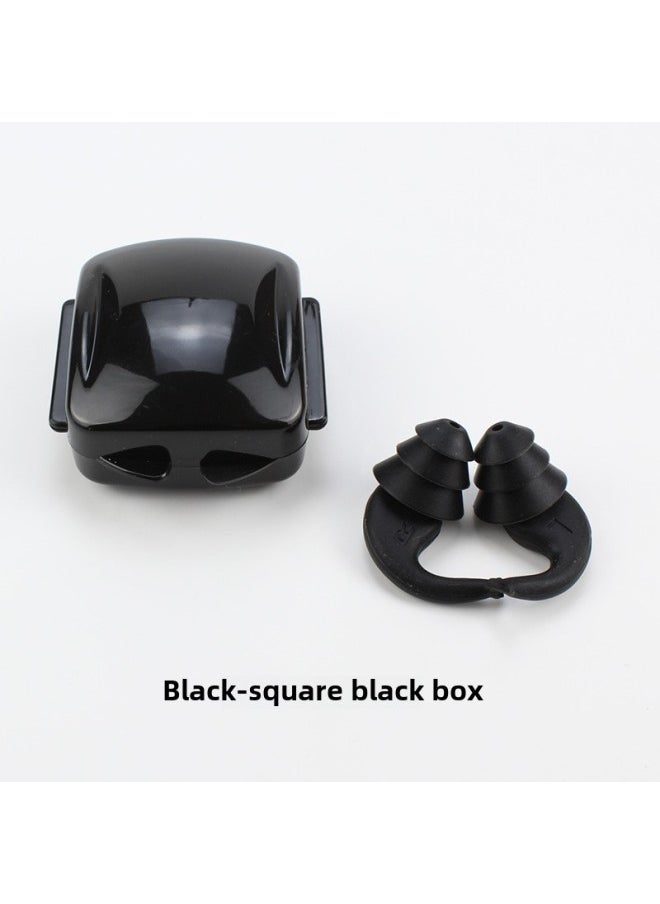 Generic - [Arrival] Soundproof Earplugs Anti-noise Sleep Earplugs Anti-water Silicone Earplugs Swimming Earplugs Factory-Color:Black-black Square Box - Image 1