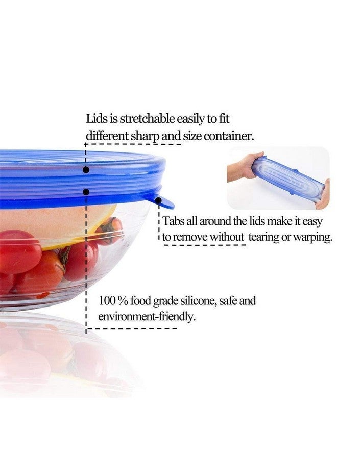 JB Export أغطية سيليكون مرنة قابلة لإعادة الاستخدام وآمنة في الميكروويف من JB لحاويات مستطيلة، دائرية، مربعة، أطباق، صحون، علب، برطمانات، زجاجيات وأكواب - عبوة من 6 أغطية، متعددة الألوان - Image 3