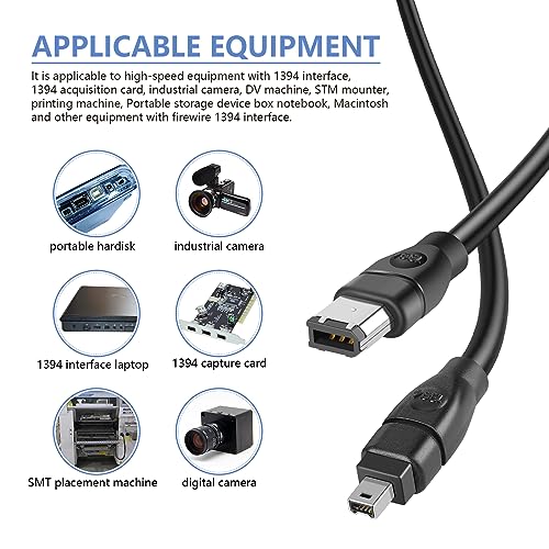 PASOW Firewire Cable 4 Pin to 6 Pin iLink DV Cable Firewire 400 IEEE 1394 Cord for Computer to Digital Camera Camcorder 6 feet - Image 3