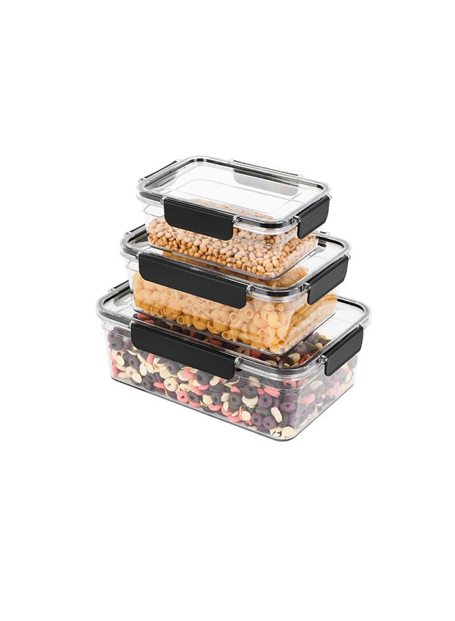 ايست من نون مجموعة من 3 حاويات تخزين محكمة الغلق لحفظ الأطعمة الطازجة، حافظة تنظيم طعام الثلاجة، صندوق شفاف بأغطية مُحسّنة للفواكه والخضروات والوجبات الخفيفة 28.3 × 20 × 9.3 سم - Image 1