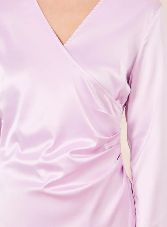 ستايلي Solid Long Sleeve Wrap Top