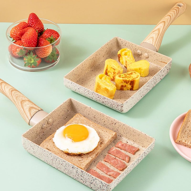 ABOOFAN Square Non-stick Frying Pan for Steak and Breakfast Cooking, Maifan Stone Coating, Flat Home Kitchen Omelet Pan Compatible with Gas and Electric Stovetops - Image 4