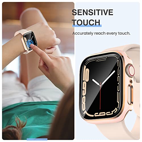 Tensea [3PCS for Apple Watch Screen Protector Case 41mm Series 9/8/7 Accessories, iWatch Protective Face Cover for Women Men, Tempered Glass Film Hard Bumper for iPhone Watch 41 mm - Image 5