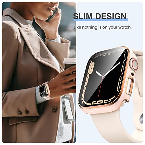 Tensea [3PCS for Apple Watch Screen Protector Case 41mm Series 9/8/7 Accessories, iWatch Protective Face Cover for Women Men, Tempered Glass Film Hard Bumper for iPhone Watch 41 mm - Image 4