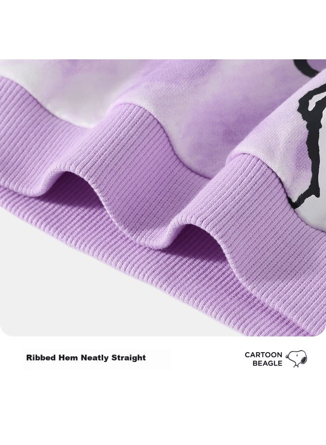 Snoopy Girls' Kids' Antibacterial Casual Sweatshirt Baby Outing Clothes Tie-dye Butterfly Dream Purple - Image 2