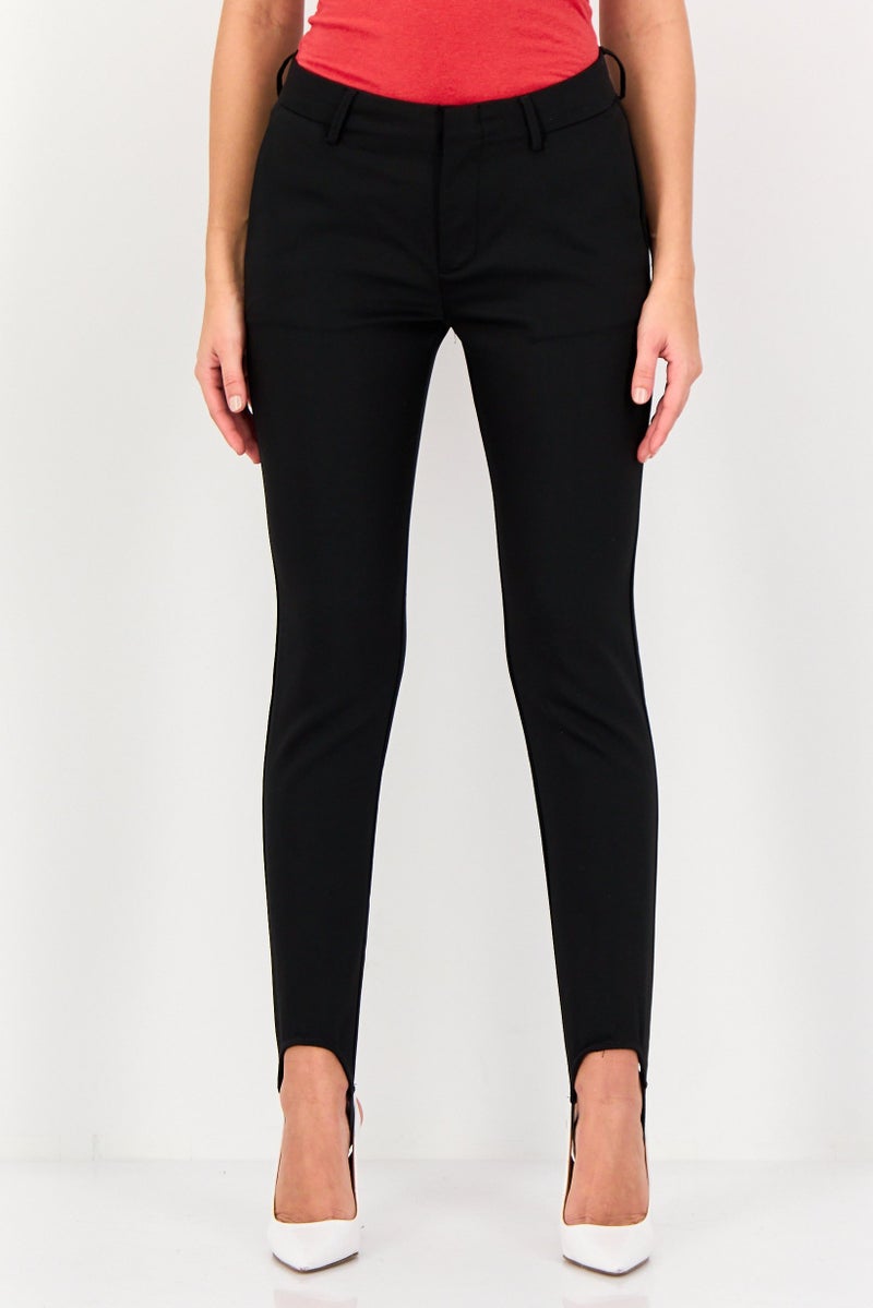 Reiko Women Cigarette Fit Plain Straight Leg Pants, Black - Image 1