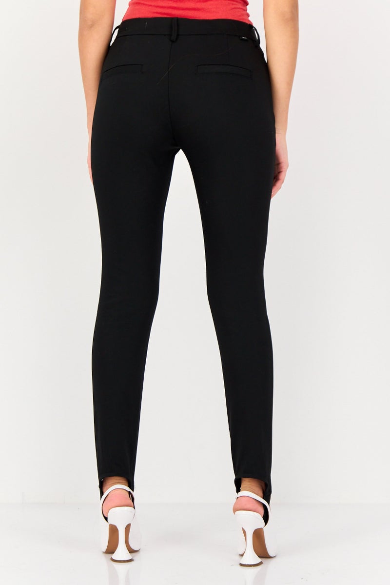 Reiko Women Cigarette Fit Plain Straight Leg Pants, Black - Image 3
