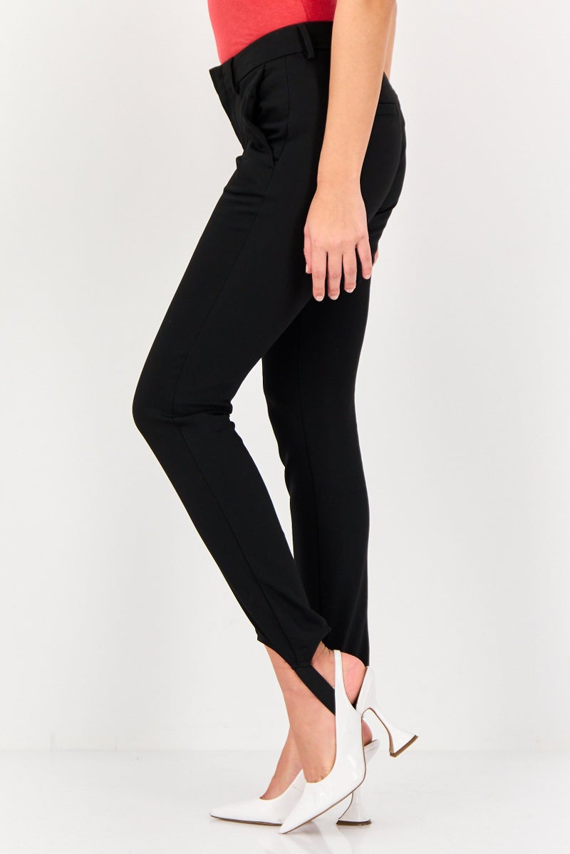 Reiko Women Cigarette Fit Plain Straight Leg Pants, Black - Image 2