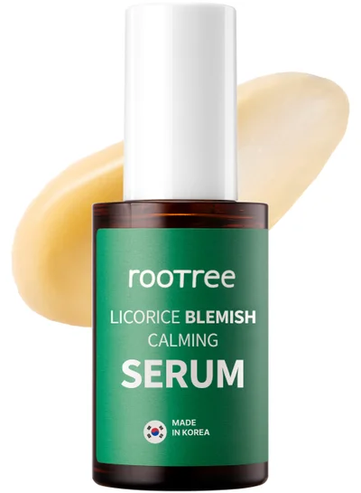 rootree Licorice Blemish Calming Serum - Korean Beauty Skin Brigtening, Impproving Skin Tone, Soothing Revitalizing, Vegan & Cruelty Free