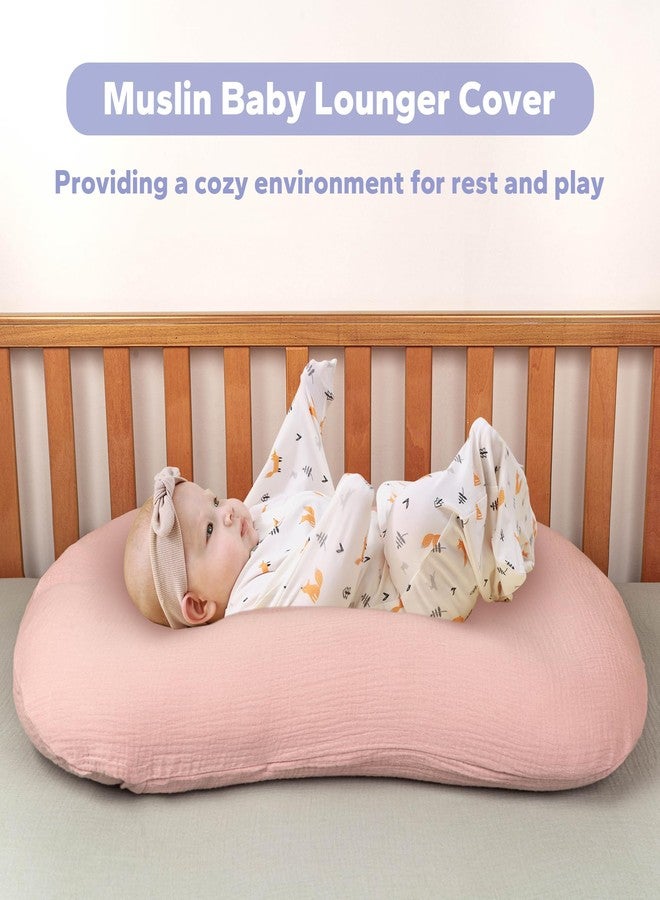 FUNUPUP Muslin Baby Lounger Cover Compatible with Snuggle Me Lounger, Infant Lounger Pillow Cover for Newborn, Removable Newborn Lounger Cover for Boys and Girls, Pink - Image 2