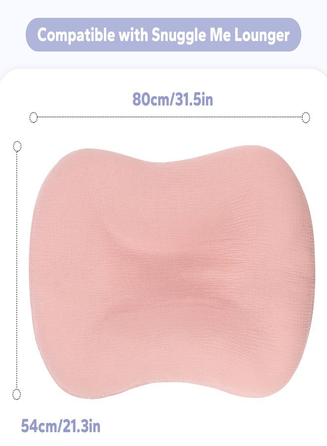 FUNUPUP Muslin Baby Lounger Cover Compatible with Snuggle Me Lounger, Infant Lounger Pillow Cover for Newborn, Removable Newborn Lounger Cover for Boys and Girls, Pink - Image 5