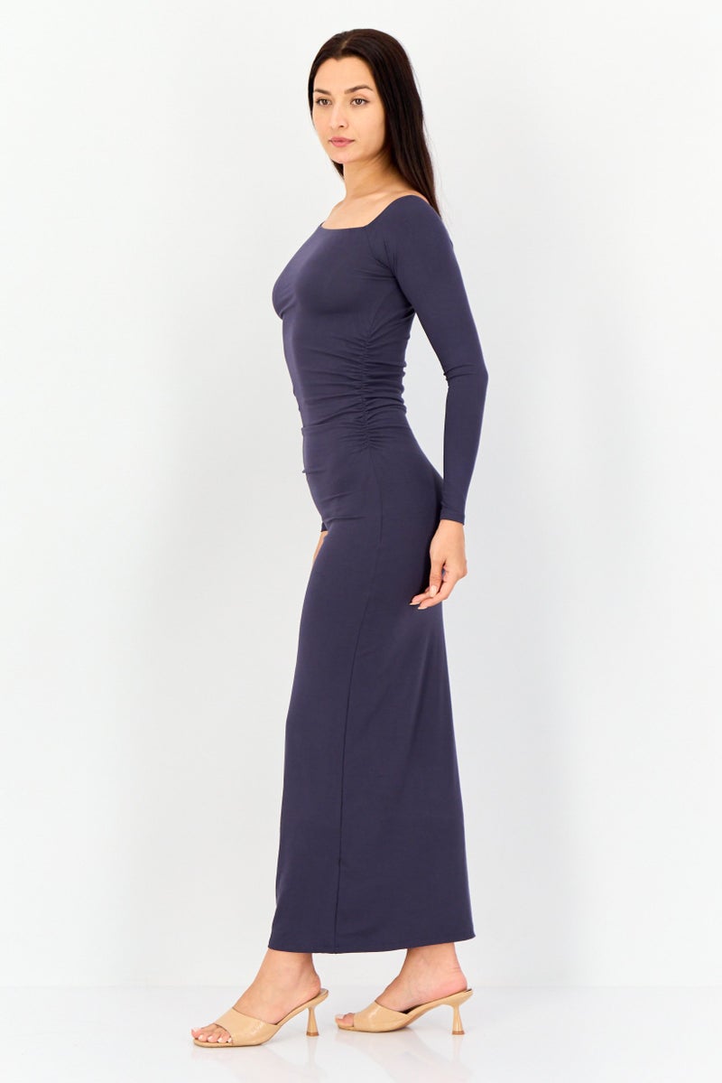 bebe Women Solid Midi Dress, Smoke Grey  - Image 4