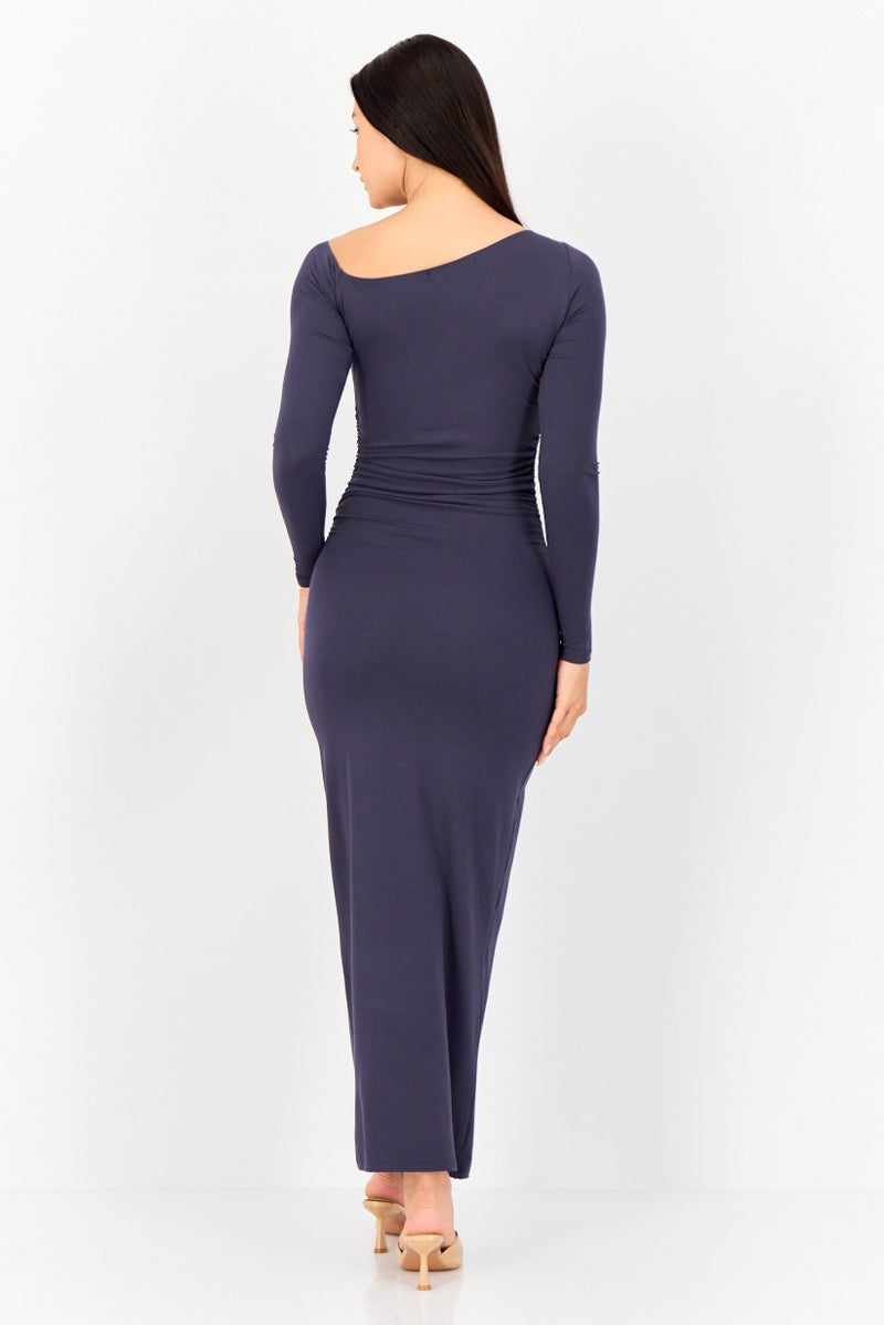 bebe Women Solid Midi Dress, Smoke Grey  - Image 3