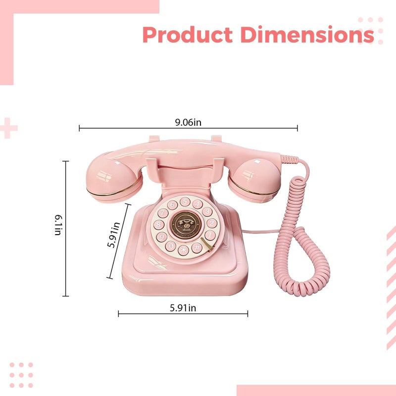 Vintage Corded Landline Phone European Design Home Office Decor 9.1 In - Image 5