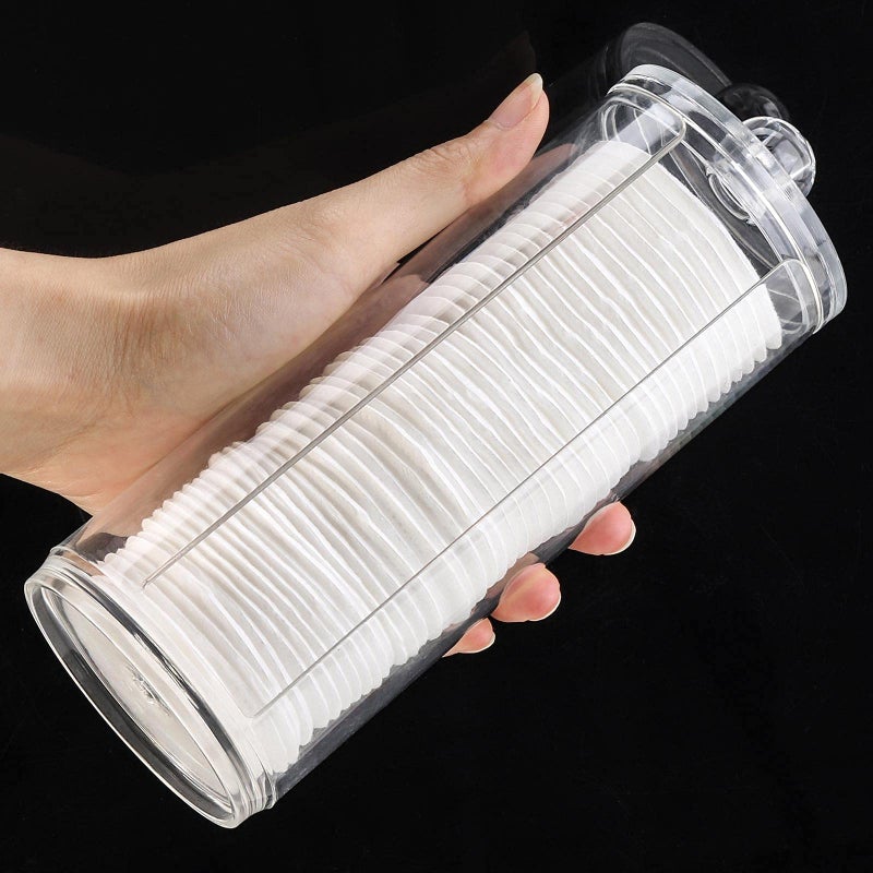 Tecbeauty Cotton Pad Holder Makeup Pads Cotton Swab Dispenser for Bathroom Storage,Clear, Acrylic, 2.9x7.5 inch - Image 1
