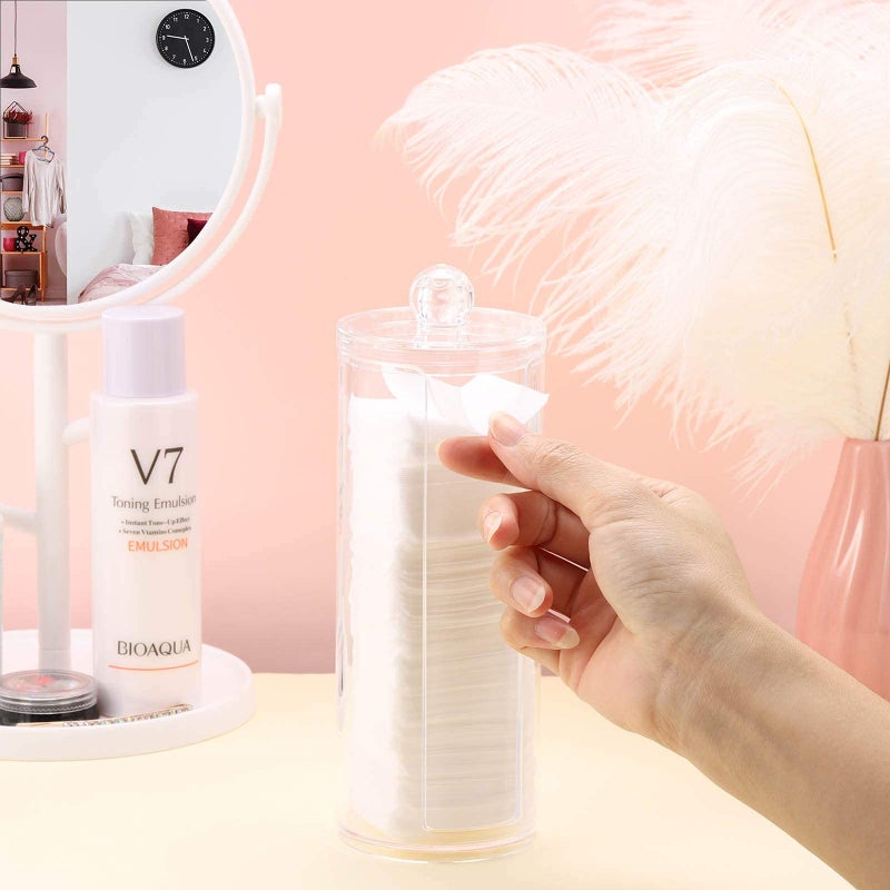 Tecbeauty Cotton Pad Holder Makeup Pads Cotton Swab Dispenser for Bathroom Storage,Clear, Acrylic, 2.9x7.5 inch - Image 5