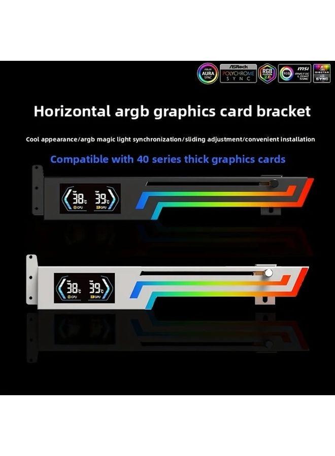 شاشة عرض درجة الحرارة لشاشة LED حامل دعم كارت الشاشة ARGB أسود قابل للتعديل 5V 3 دبابيس قضبان معدنية - Image 5