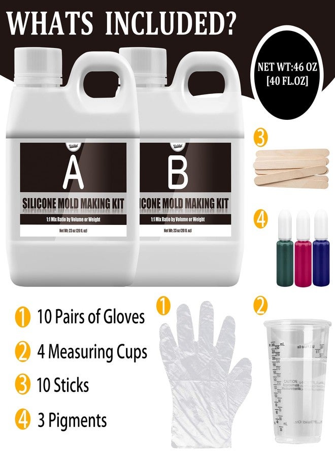 Vividye Silicone Mold Making Kit - 46oz Translucent 15A Liquid Silicone Rubber 1:1 Mixing Ratio for Mold Making, Fast Curing DIY Molding Kit for Resin Casting, Candle Molds, Soap Molds, Craft (3 Colors) - Image 2