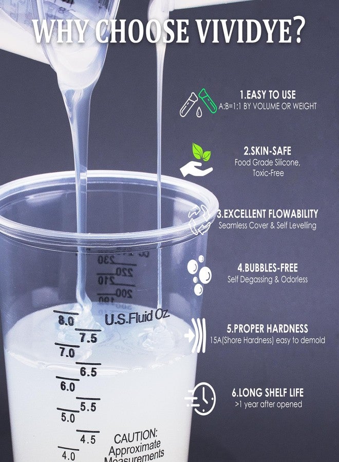Vividye Silicone Mold Making Kit - 46oz Translucent 15A Liquid Silicone Rubber 1:1 Mixing Ratio for Mold Making, Fast Curing DIY Molding Kit for Resin Casting, Candle Molds, Soap Molds, Craft (3 Colors) - Image 3