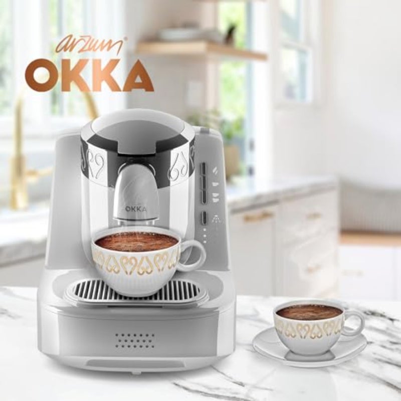 Turkish coffee maker for home use, stainless steel body, white color, fully automatic with direct-to-cup and self-cleaning function - Image 4