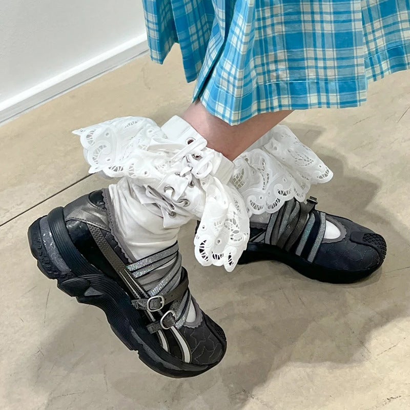 2026 Trendy Ballet Shoes For Women, Flat Casual Shoes With Hollow Lace-Up Design, Collaboration Sports Shoes For Women - Image 3