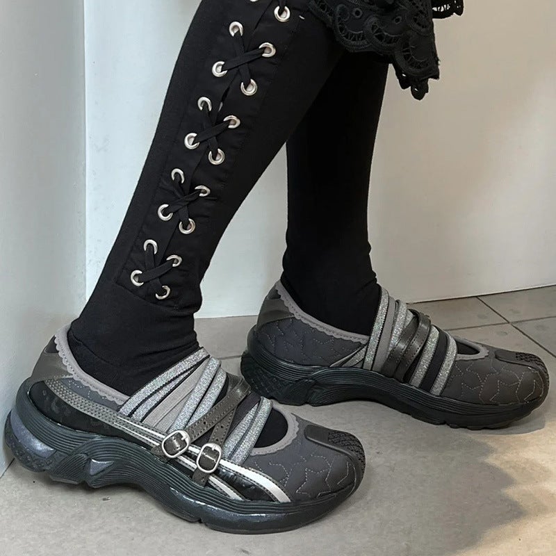 2026 Trendy Ballet Shoes For Women, Flat Casual Shoes With Hollow Lace-Up Design, Collaboration Sports Shoes For Women - Image 4