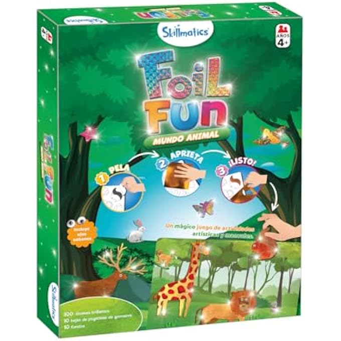 FOIL FUN ANIMAL WORLD CRAFT SET FOR CHILDREN WITH 1 PLAYER, EDUCATIONAL GAMES FOR CHILDREN FROM 4 YEARS, CHILDREN'S GAME FROM 100 SLIDES - Image 1