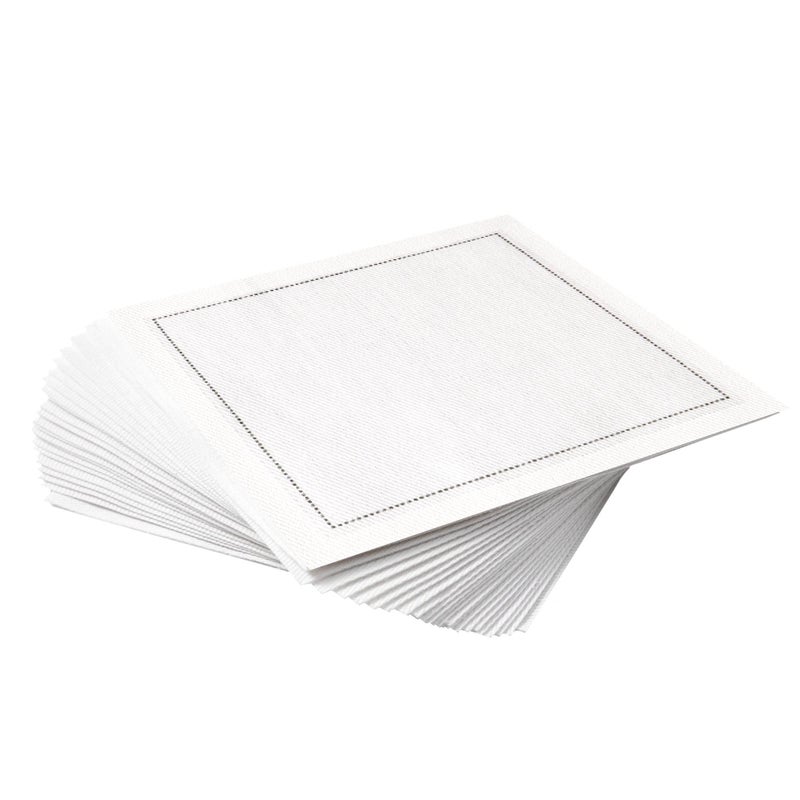 Five Star Napkins Cotton Cocktail Napkins, Beverage Napkin, Bar Napkin, Party Napkins, Small Napkins, Napkins for Events, Holidays, Weddings, Parties 4" x 4" - Single Use (25 x) White - Image 1