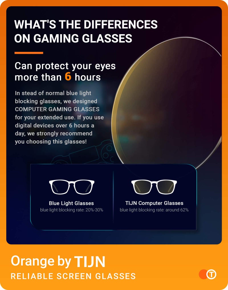 TIJN Gaming Glasses Blue Light Blocking Glasses for Women Men Nerd Eyeglasses Screen Fatigue Anti UV Glare (Transparent(Gaming Glasses)) - Image 3
