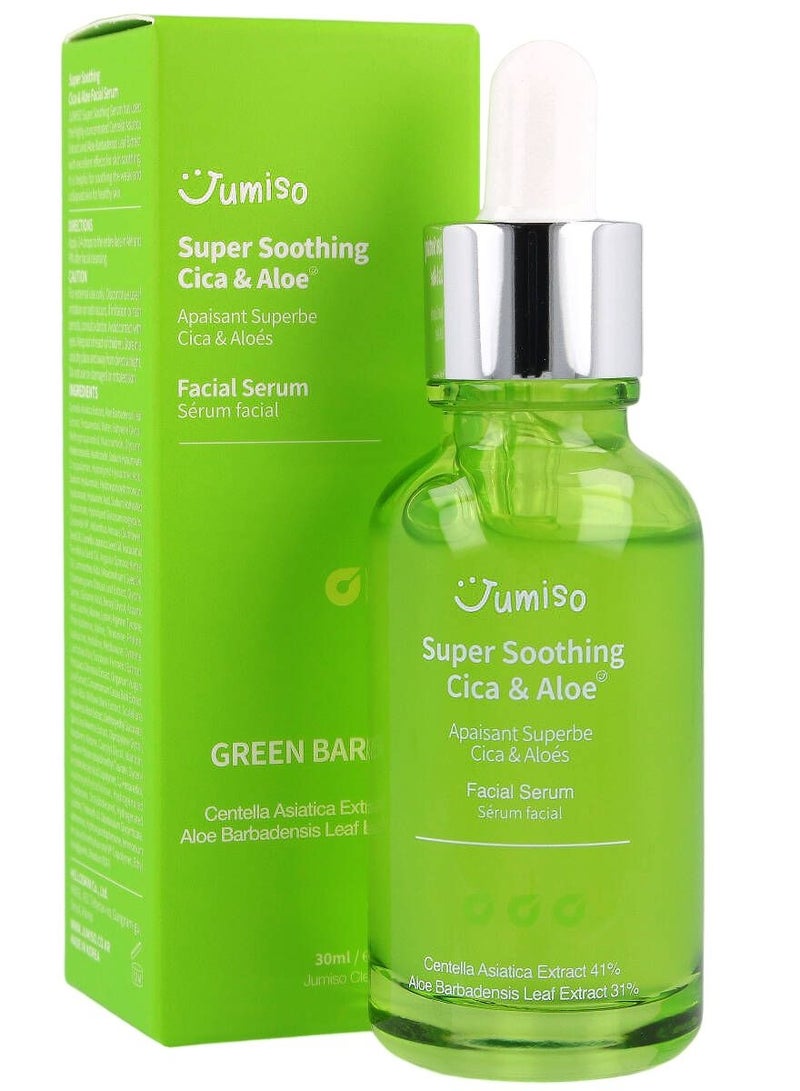 JUMISO Super Soothing Cica & Aloe Facial Serum, Moisturizing, Calming & Revitalizing, Korean Skincare, Vegan Cica Serum, Aloe Serum, 1.01 fl.oz  - Image 1