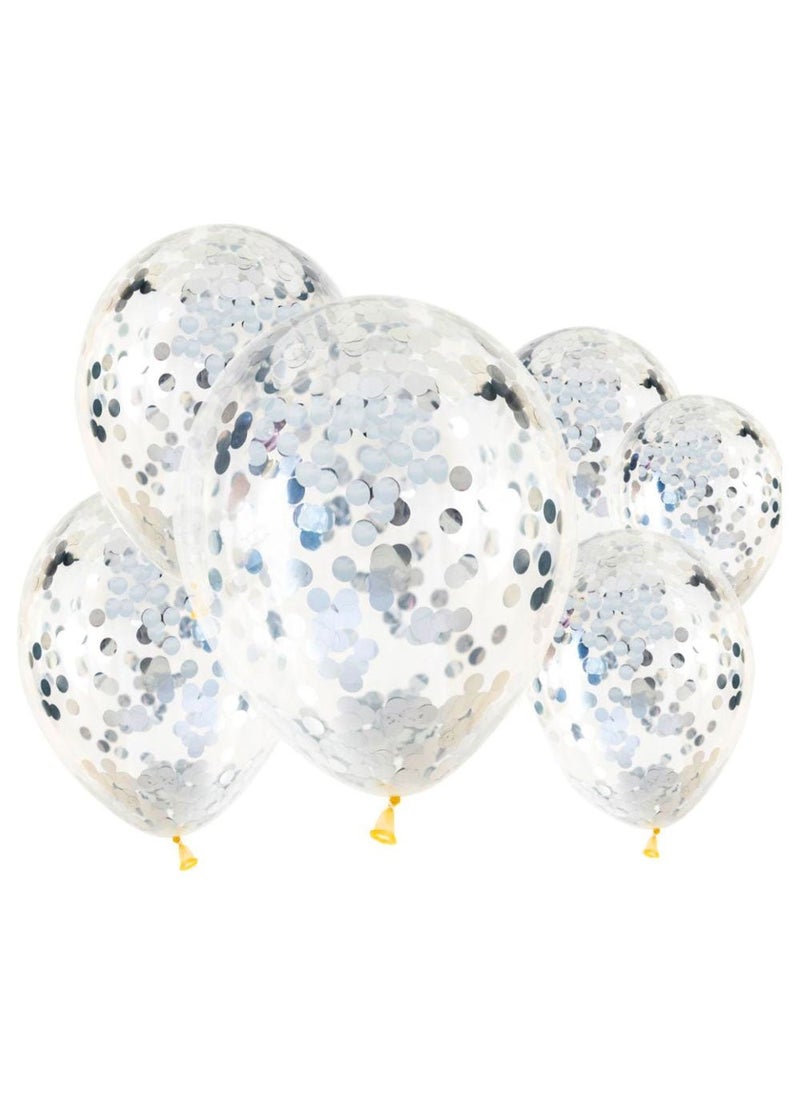 Silver Confetti Latex Balloons 30cm 6-Pack