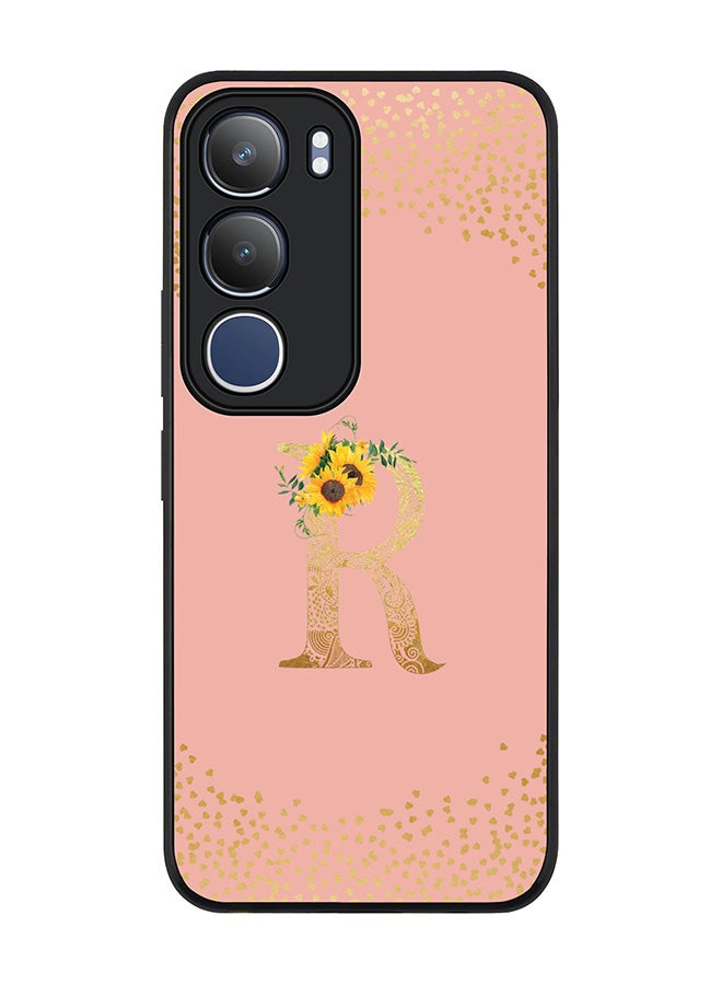 Stylizedd For vivo Y19s / Y19s Pro Case,Slim fit Camera Protection, Shockproof Thin Phone cover  - Custom Floral Monogram - R  (Rose Pink )
