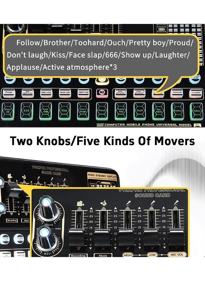 XiuWoo - Sound Card Microphone Podcast Package,Live Broadcast Equipment with Ring Light/Recording Studio for Live Streaming/Suitable for Podcasting/Live Broadcasting/Singing/PC/Mobile/TikTok/YouTube - Image 1