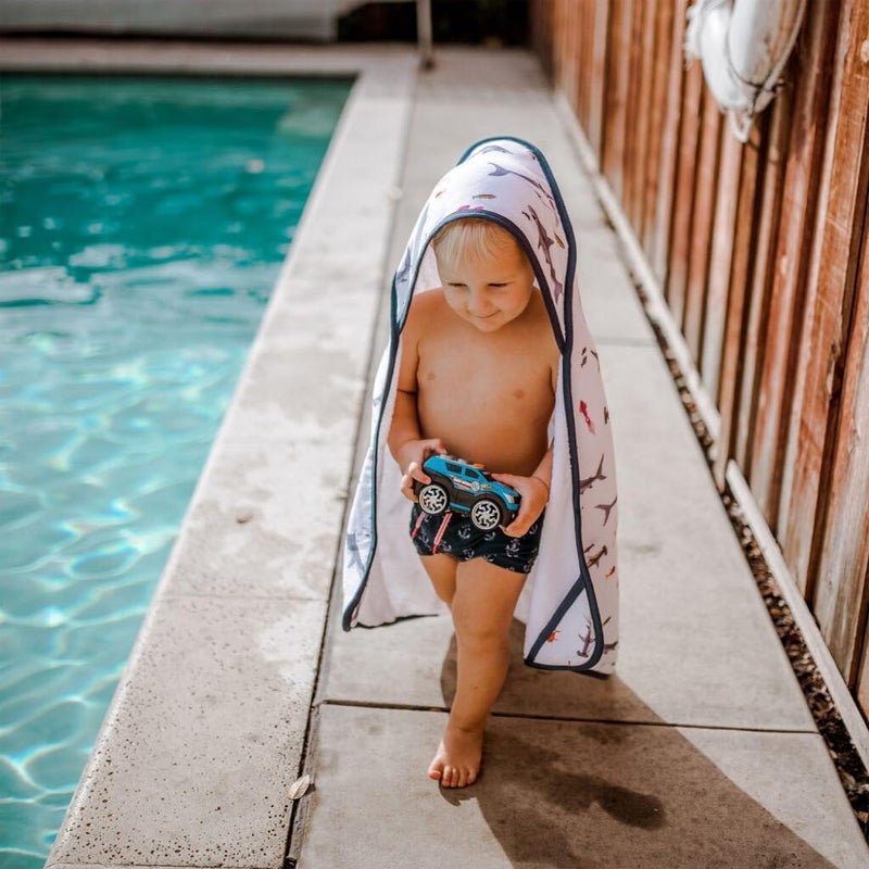 Little Unicorn Cotton Hooded Towel Big Kid (Shark) - Image 5