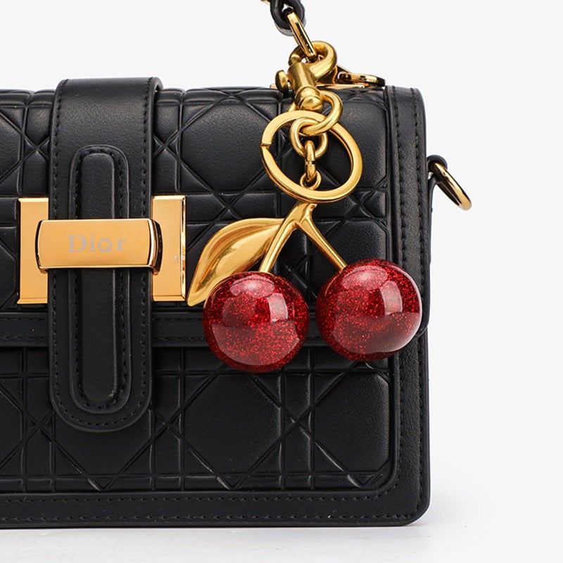 Spenlly Cherry Bag Charm, Cherry Keychain Hanging Purse Charm Decoration Cute Pendant for Women (Silver-Red) - Image 4