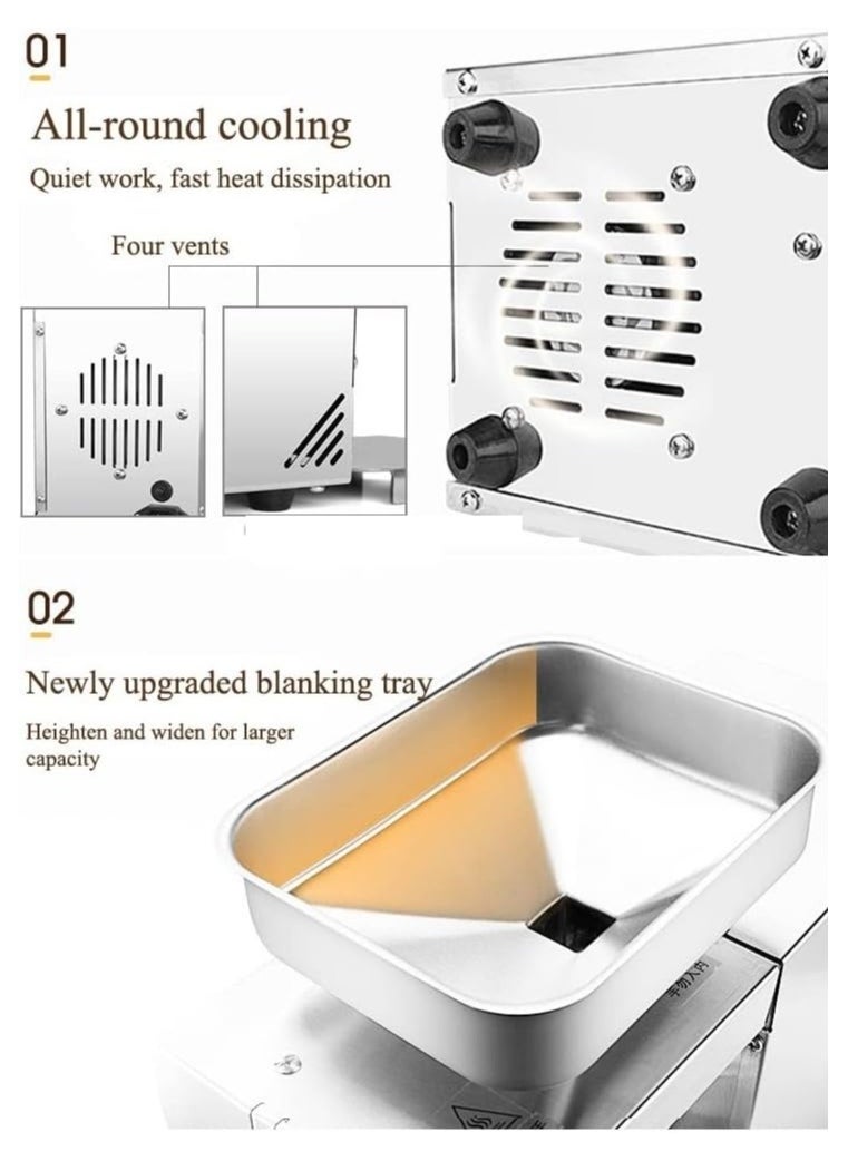 LETWOO - LETWOO Electric Oil Press Machine 700W Cold Hot Press Stainless Steel Seed Oil Maker - Image 1
