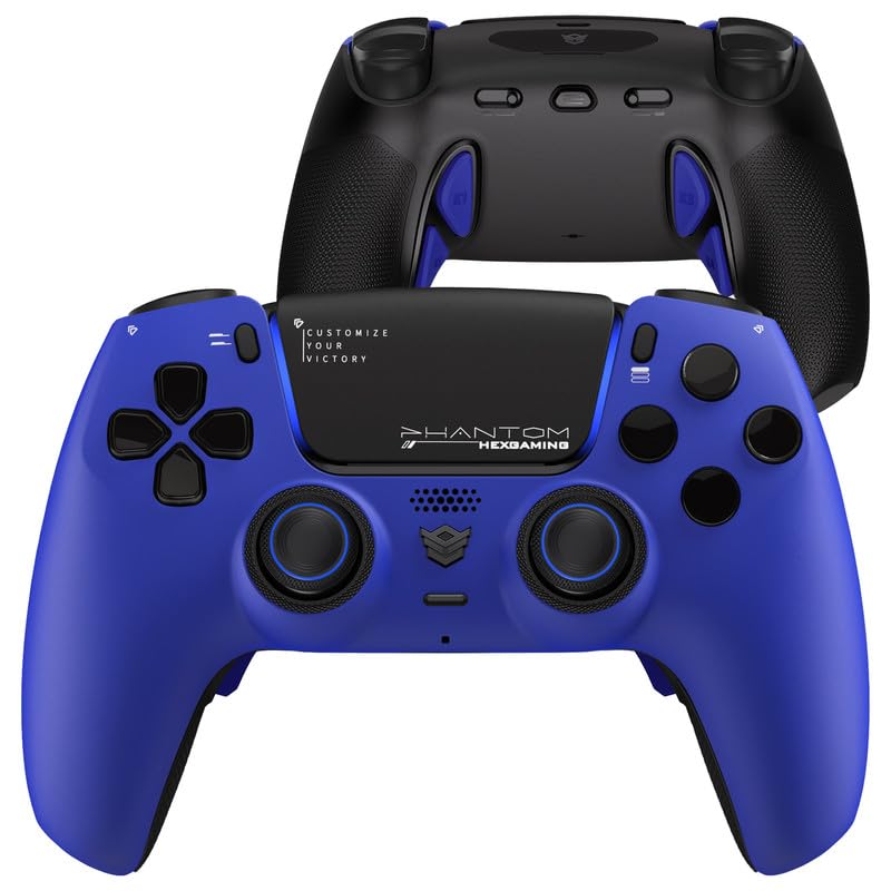 HEXGAMING PHANTOM Pro Gaming Controller with 4 Remappable Buttons, 6 Remapping Profiles, 8 Interchangeable Analog Stick, and Adjustable Triggers Compatible with ps5, PC, Mobile - Dream Blue - Image 1