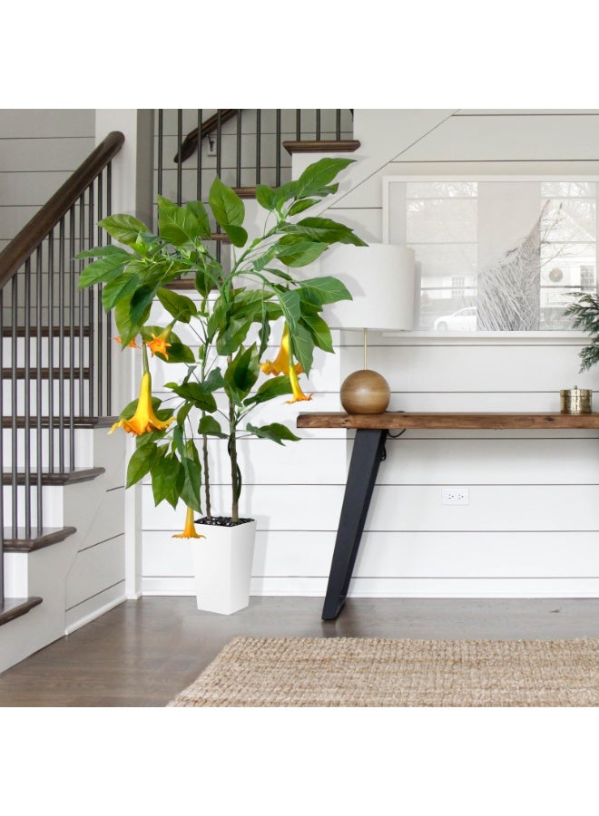 MirageBotanics 160cm Artificial Fuchsia Tree, Fake Tree, Faux Plant Morning Glory Tree Fake Plant with White Tall Planter for Home Office Garden Decor Housewarming Gift - Image 2