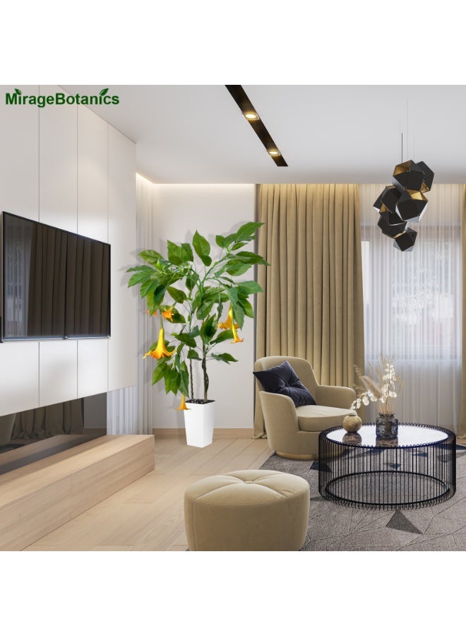 MirageBotanics 160cm Artificial Fuchsia Tree, Fake Tree, Faux Plant Morning Glory Tree Fake Plant with White Tall Planter for Home Office Garden Decor Housewarming Gift - Image 3