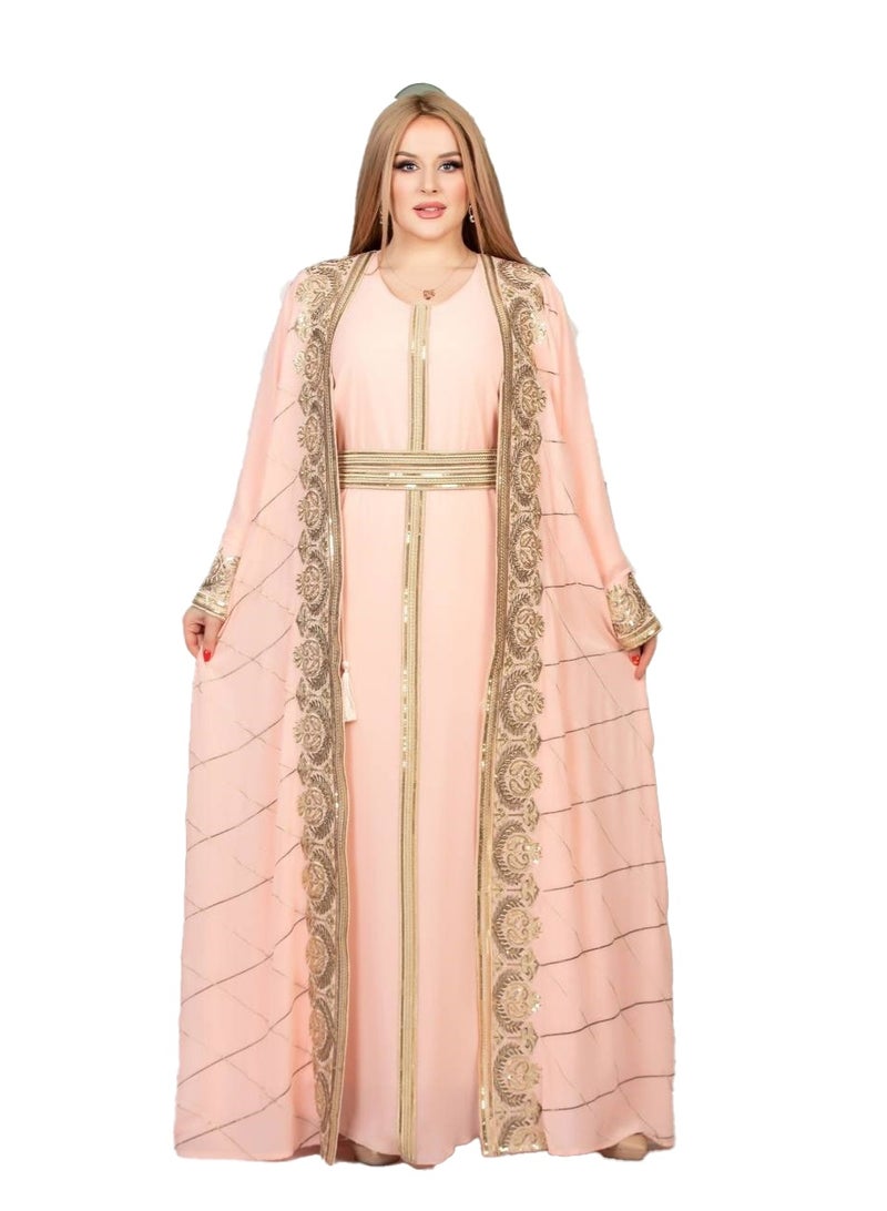 Luxurious women's reception abaya with royal embroidery - elegant chiffon dress - Simon - suitable for family occasions, fits up to 95 kg - Image 1