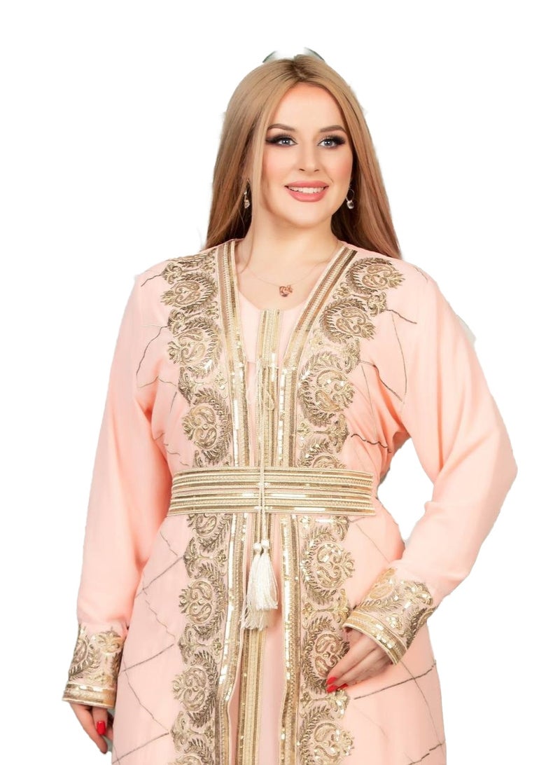 Luxurious women's reception abaya with royal embroidery - elegant chiffon dress - Simon - suitable for family occasions, fits up to 95 kg - Image 2
