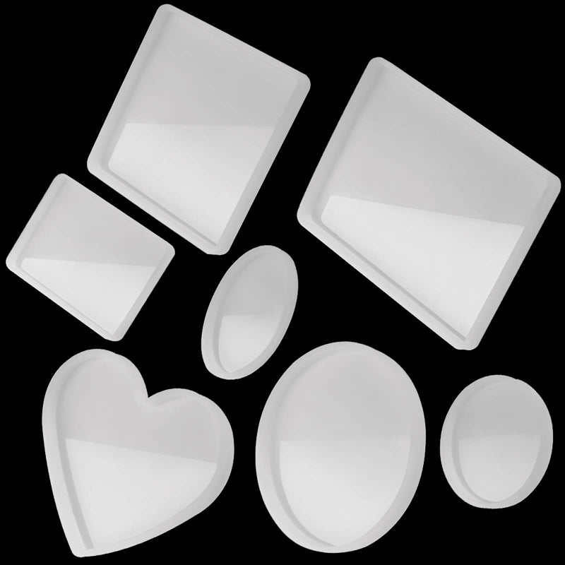 Tomorotec 7 Pack Large Silicone Resin Mold for Phone Album Desktop Decor Coasters Home Decoration Gift Tomorotec Epoxy Resin Molds DIY Casting Square Rectangle Ellipse Heart Coaster Molds - Image 2