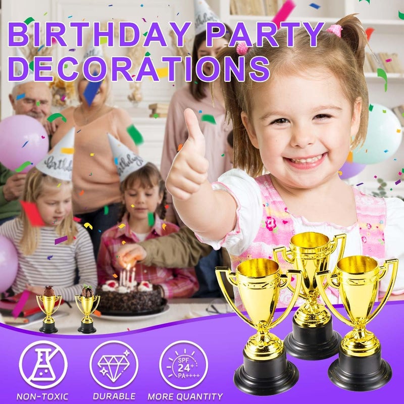 SenseYo 24 Pack Mini Trophies Cups, Gold Trophy Award, Plastic Trophies for Kid, 4 Inch Award Trophies for Kids Party Favors, Winning Prizes - Image 4