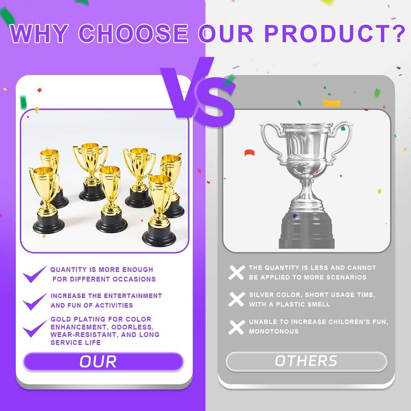 SenseYo 24 Pack Mini Trophies Cups, Gold Trophy Award, Plastic Trophies for Kid, 4 Inch Award Trophies for Kids Party Favors, Winning Prizes - Image 5