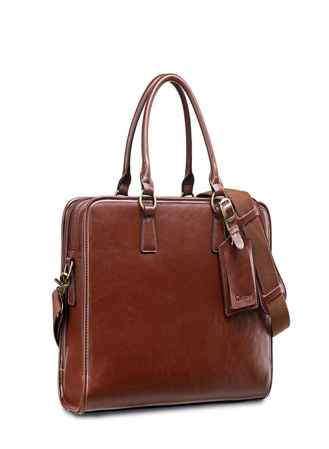 Kattee Genuine Leather Briefcase for Women, Large Capacity Laptop Bag with Luggage Tag - Image 1