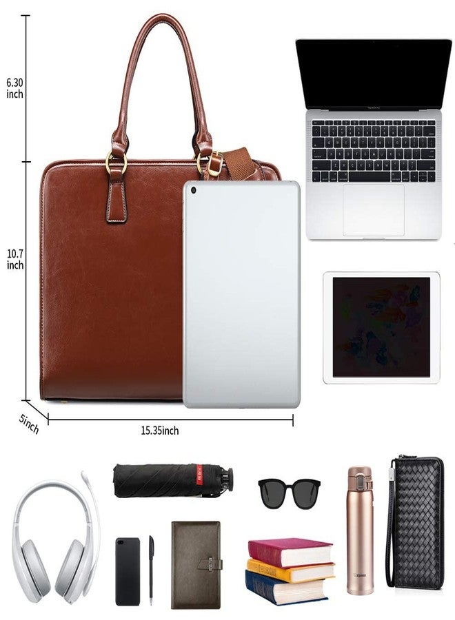Kattee Genuine Leather Briefcase for Women, Large Capacity Laptop Bag with Luggage Tag - Image 3