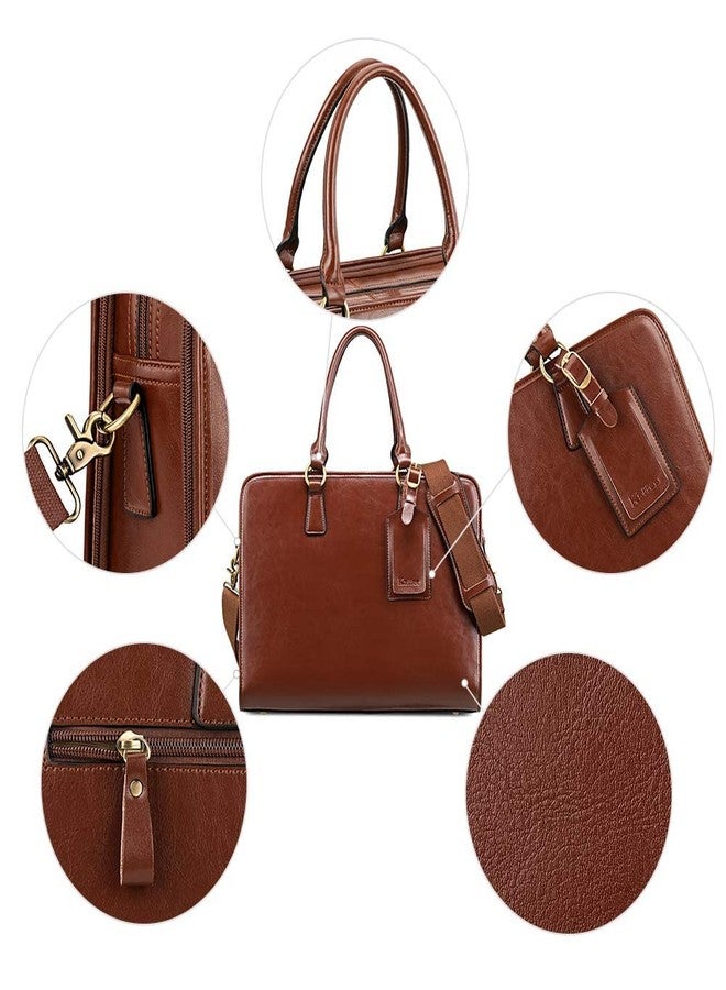 Kattee Genuine Leather Briefcase for Women, Large Capacity Laptop Bag with Luggage Tag - Image 5
