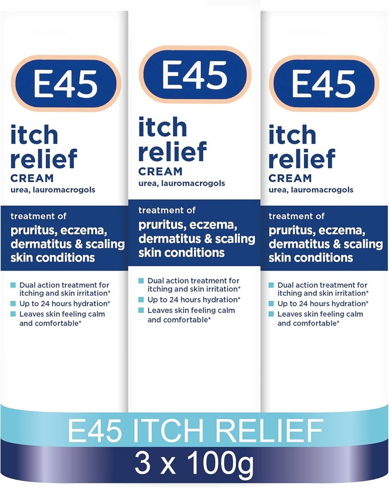E45 Itch Relief Cream 3 x 100g Tube