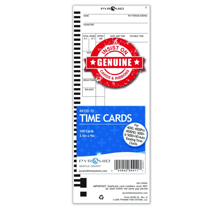 Pyramid Time Systems, 44100-10MB, 1,000 Count Genuine and Authentic Time Cards for 4000, 4000Pro, 4000ProK and 5000 Series Time Clocks from Pyramid, Time Cards - Image 2